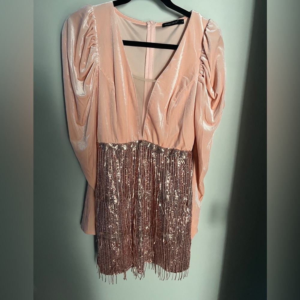 Nashville Party!! Pink Fringe Dress with Metallic Accents
